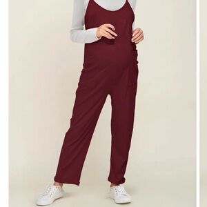 Women's Burgundy Maternity Jumpsuit